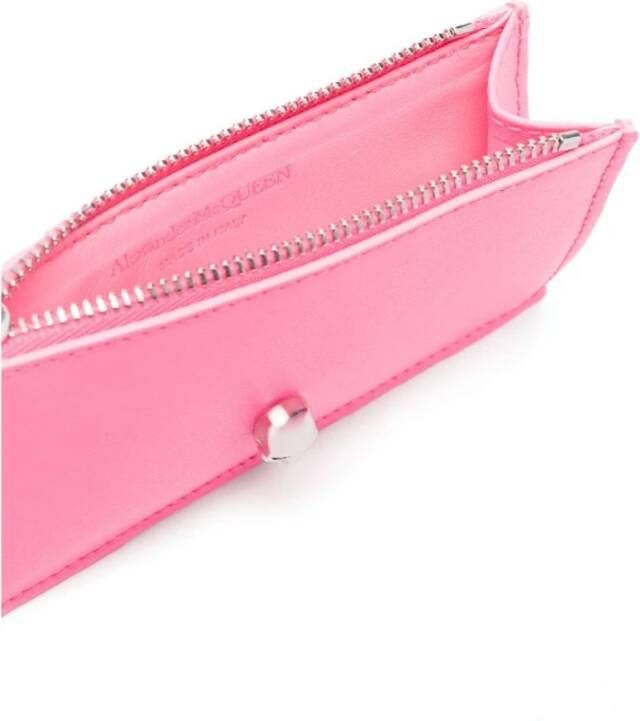 alexander mcqueen Roze Skull Leren Kaarthouder Roze Dames