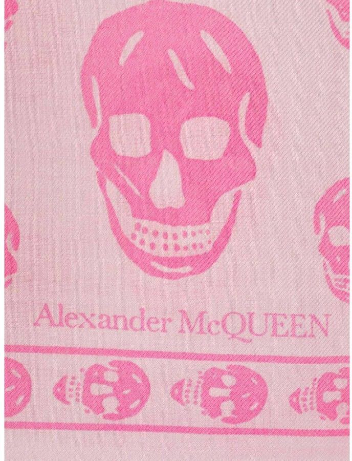 alexander mcqueen Roze Skull-print Wollen Sjaal Roze Dames