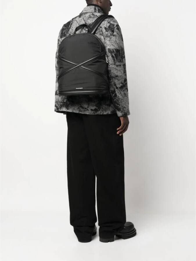 alexander mcqueen Zwarte Nylon Rugzak met Computervak Zwart Heren