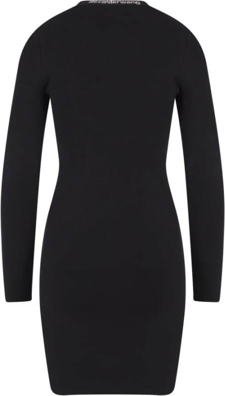 alexander wang Zwarte elastische mini-jurk met logo borduursel Zwart Dames