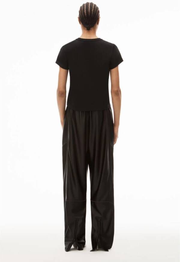 alexander wang Zwarte Shrunken Tee met Logo Print Zwart Dames