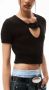 Alexander wang Zwarte V-hals T-shirt met gehaakte kettingdetail Zwart Dames - Thumbnail 2