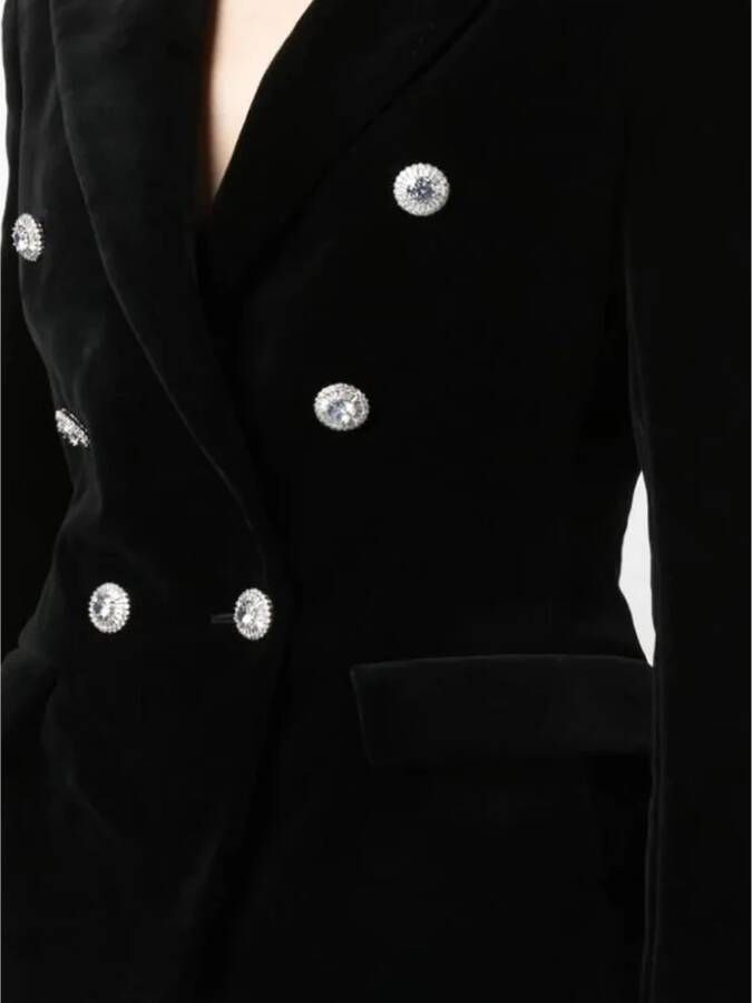 Alexandre Vauthier Zwarte fluwelen blazer met strass versiering Black Dames
