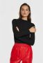 ALIX THE LABEL Dames Tops & T-shirts Ladies Knitted Rib Turtle Neck Top Zwart - Thumbnail 6