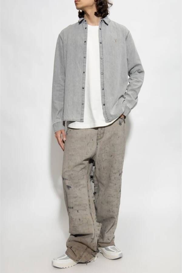 AllSaints Denim overhemd Grijs Heren