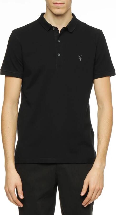 AllSaints Logo-geborduurde polo Zwart Heren