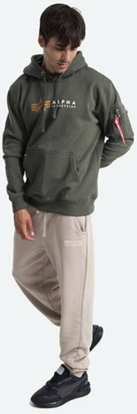 alpha industries Label Hoodie 118331 142 Groen Heren