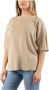 Alpha Studio Ronde hals korte mouw viscose top Beige Dames - Thumbnail 2