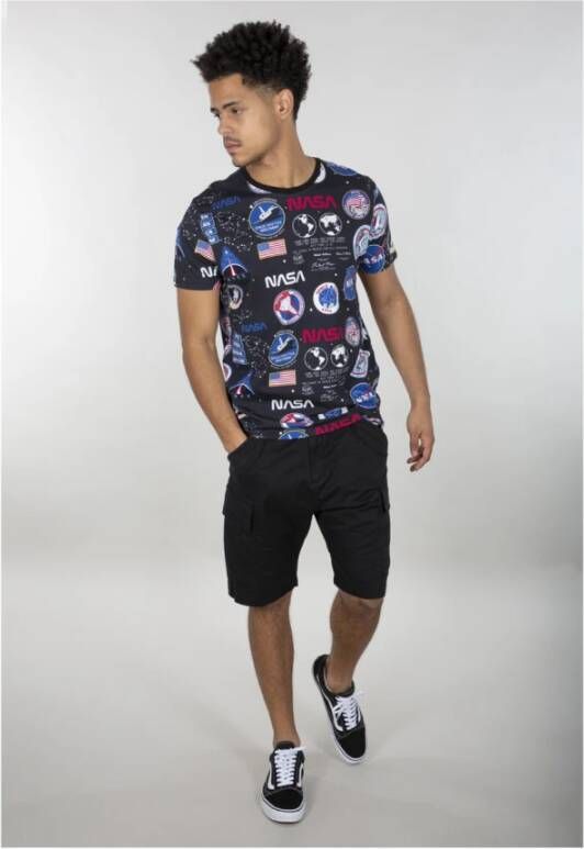 alpha industries T-shirt Nasa AOP Zwart Heren