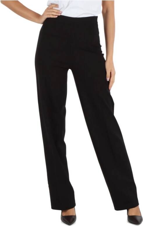 Alpha Studio Rechte Pijp Viscose Broek Black Dames