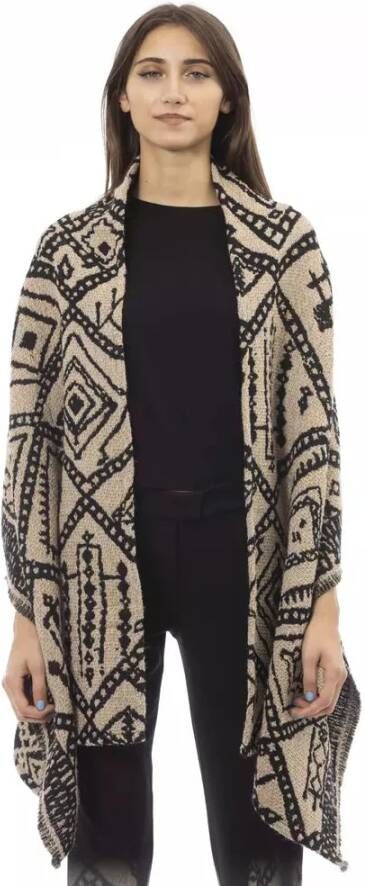 Alpha Studio Luxe Scandinavische Jacquard Dubbelzijdige Stola Brown Dames