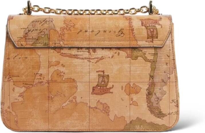 Alviero Martini 1a Classe Schoudertas van Geo Print Eco-Leer Beige Dames