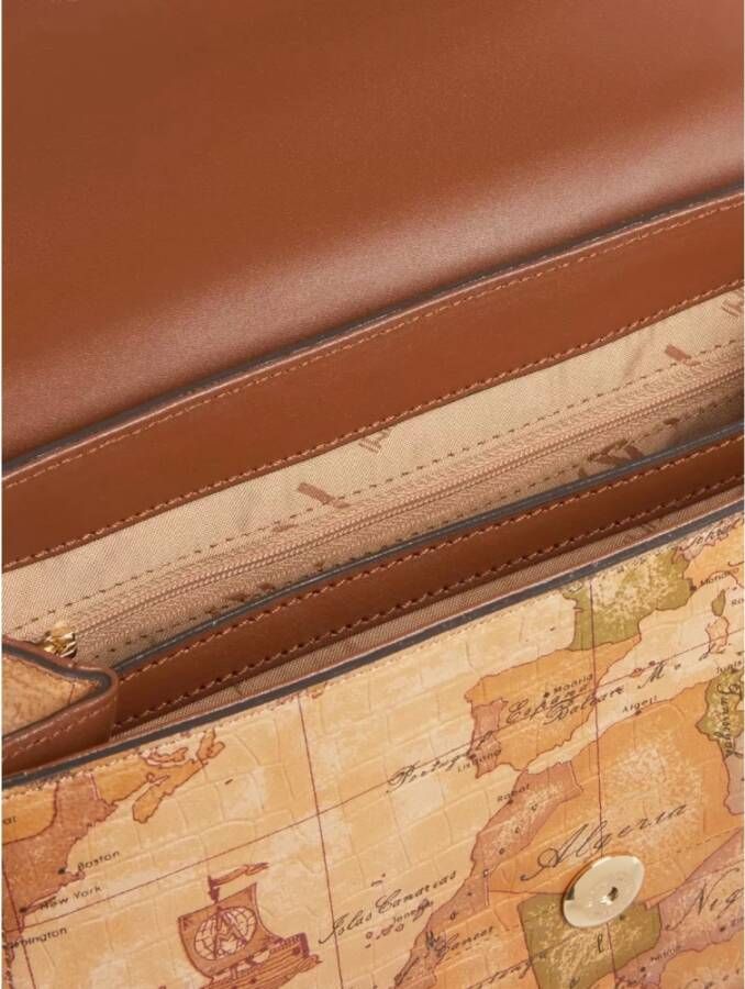 Alviero Martini 1a Classe Schoudertas van Geo Print Eco-Leer Beige Dames