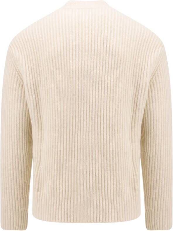 Amaránto Beige V-Hals Gebreide Trui Beige Heren