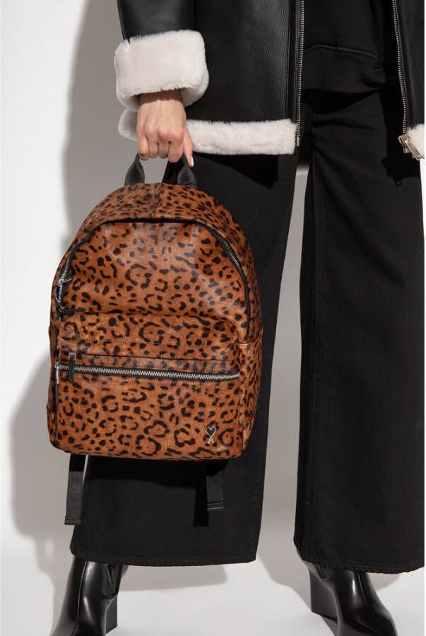 Ami Paris Backpack with animal motif Bruin Unisex