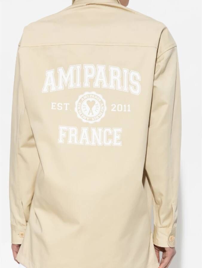 AMI Paris Shirtjack met logoprint Beige - Foto 9