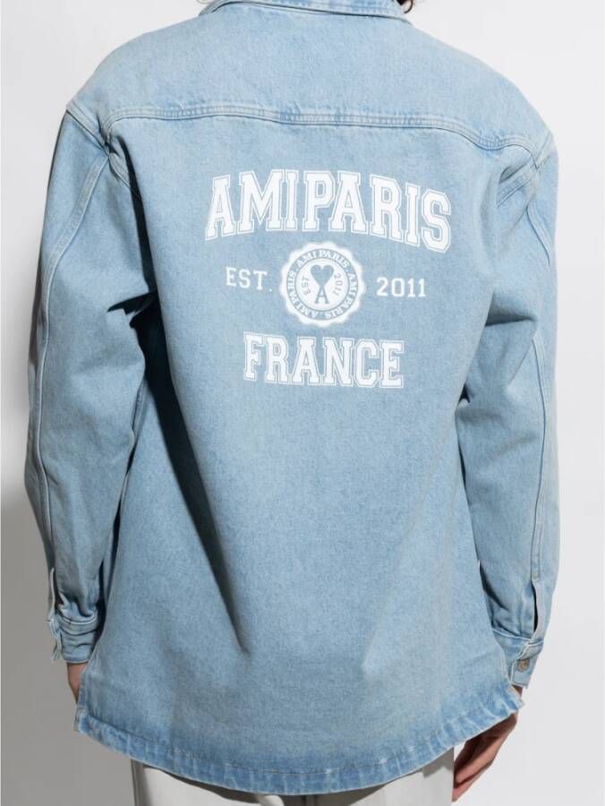 AMI Paris Shirtjack met logoprint Blauw - Foto 3