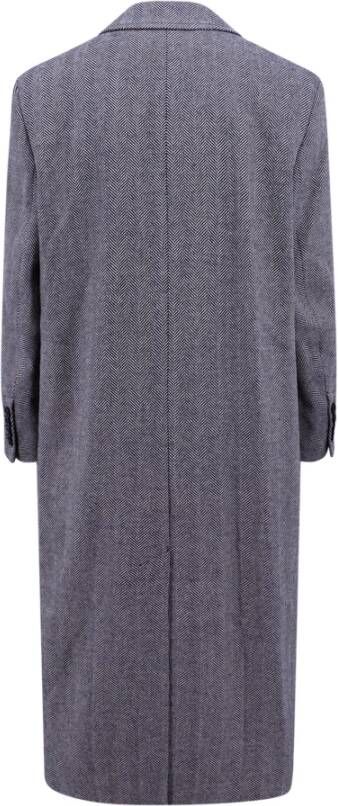 Ami Paris Herringbone Wollen Jas Blauw Heren