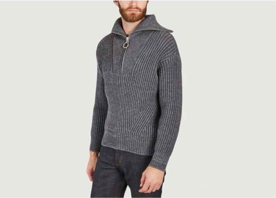 AMI Paris Ribgebreide sweater Grijs - Foto 7