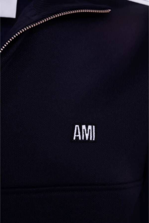 AMI Paris Sweater met halve rits Blauw - Foto 3