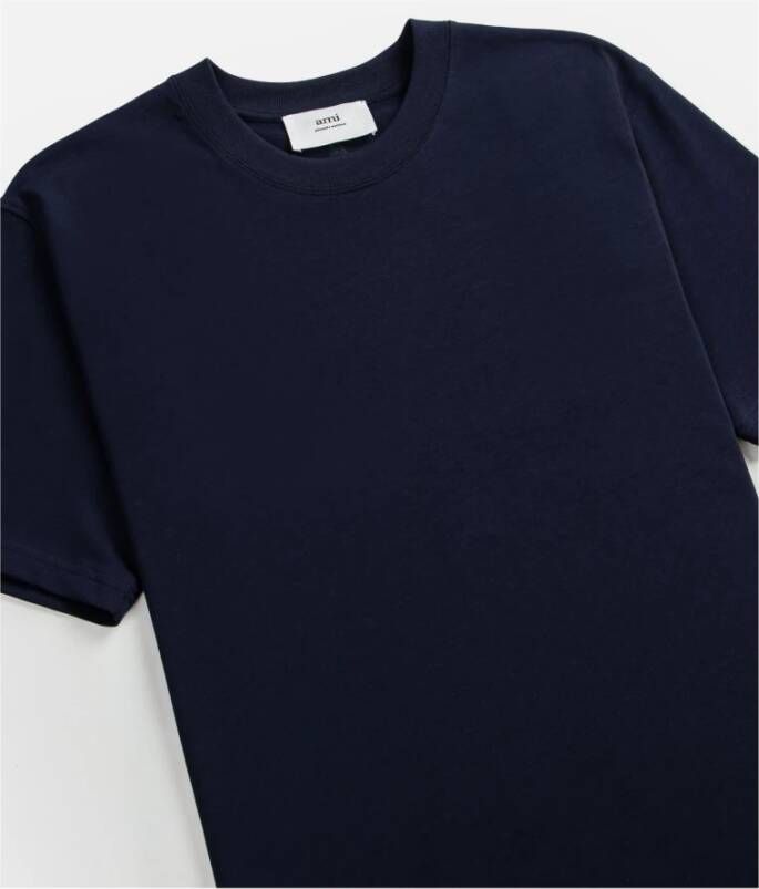 Ami Paris Blauw Logo Patch Katoenen T-shirt Blue - Foto 2