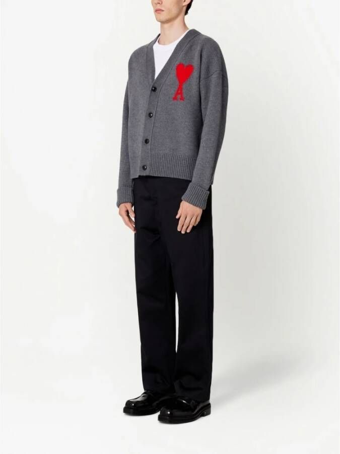 Ami Paris Sweaters Grey Grijs Heren