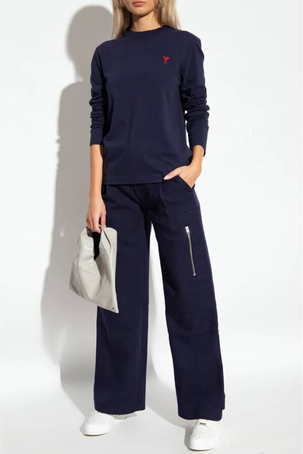 Ami Paris T-shirt with long sleeves Blauw Dames
