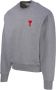 Ami Paris Organisch Katoenen Sweatshirt met Geborduurd Rood Hart Logo Gray Heren - Thumbnail 4
