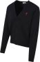 Ami Paris Zwarte Gebreide Cardigan met Geborduurd Logo Black Heren - Thumbnail 3