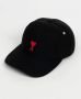 Ami Paris Zwarte Katoenen Pet met Rode Borduursels Black Unisex - Thumbnail 4