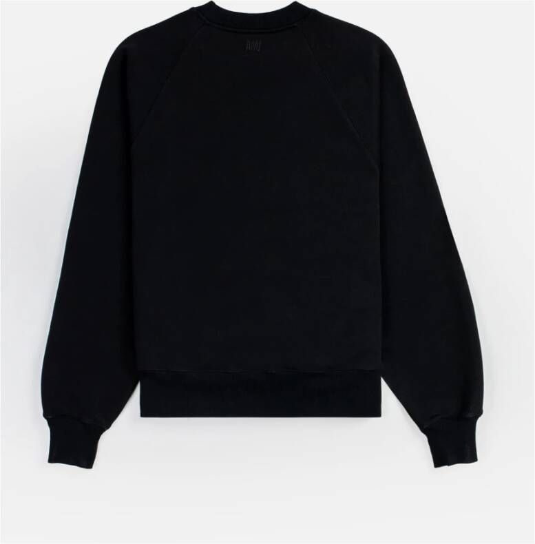 Ami Paris Zwarte Sweaters met Geborduurd Logo Zwart Heren