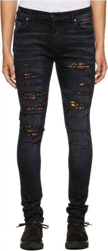 Amiri Slim-Fit Leopard Denim Jeans Zwart Heren