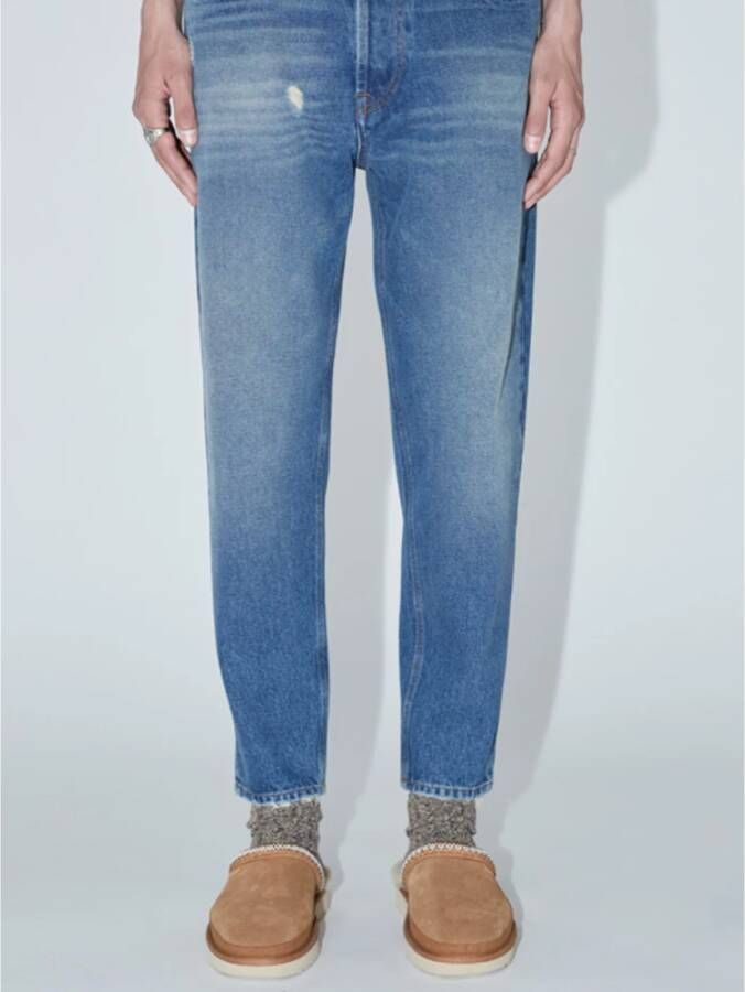 Amish Cropped Jeans Blauw Heren