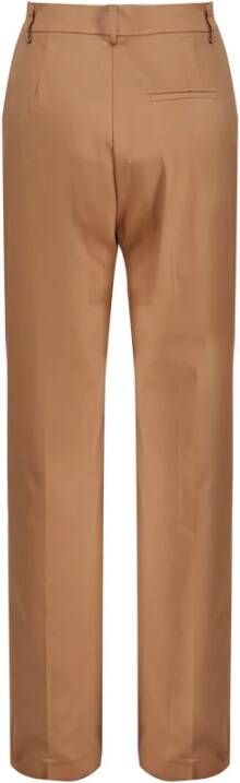 Andamane Karamel Katoenen Broek Wijde Pijpen Brown Dames