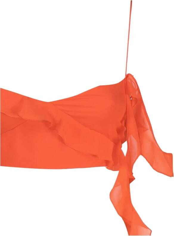 Andamane Oranje Top van Zijde met Ruches Orange Dames