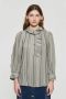 Antik batik Betoverende Edward Blouse met Gerimpelde Kraag en Gestreepte Print Gray Dames - Thumbnail 2