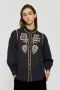 Antik batik Geborduurde Katoenen Blouse met Gouden Bloemen Black Dames - Thumbnail 6