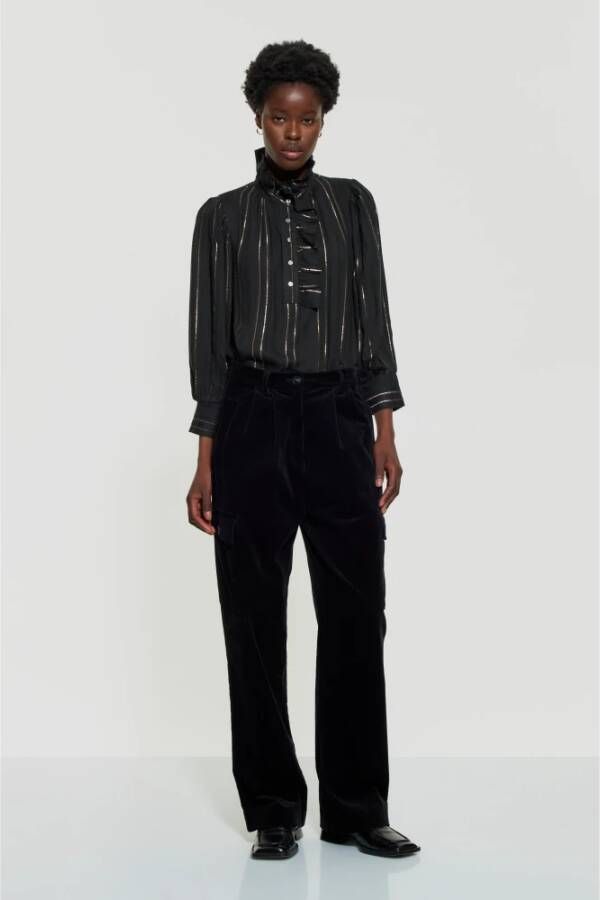 Antik batik Gestreepte blouse Edward Black Dames