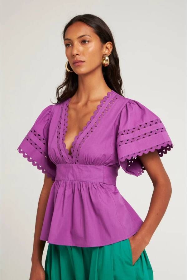 Antik batik Tops Paars Dames