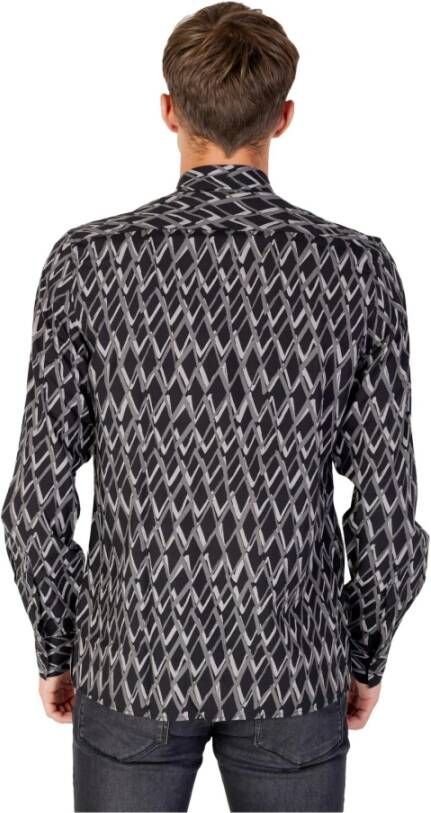 Antony Morato Heren Geometrisch Overhemd met Lange Mouwen Zwart Heren