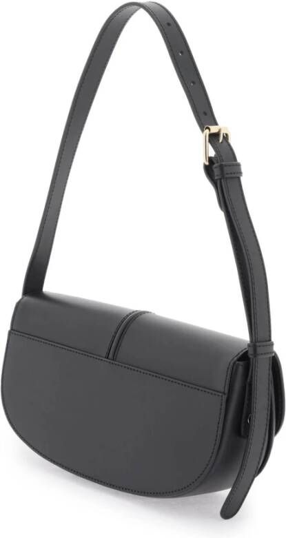 A.p.c. Zwarte Leren Schoudertas met Logo Print Black Dames