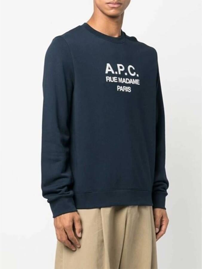 A.p.c. Blauwe Sweatshirt met Geborduurd Logo Blauw Heren