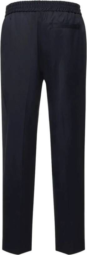 A.p.c. Blauwe Wollen Broek Elastische Taille Rechte Snit Blauw Heren