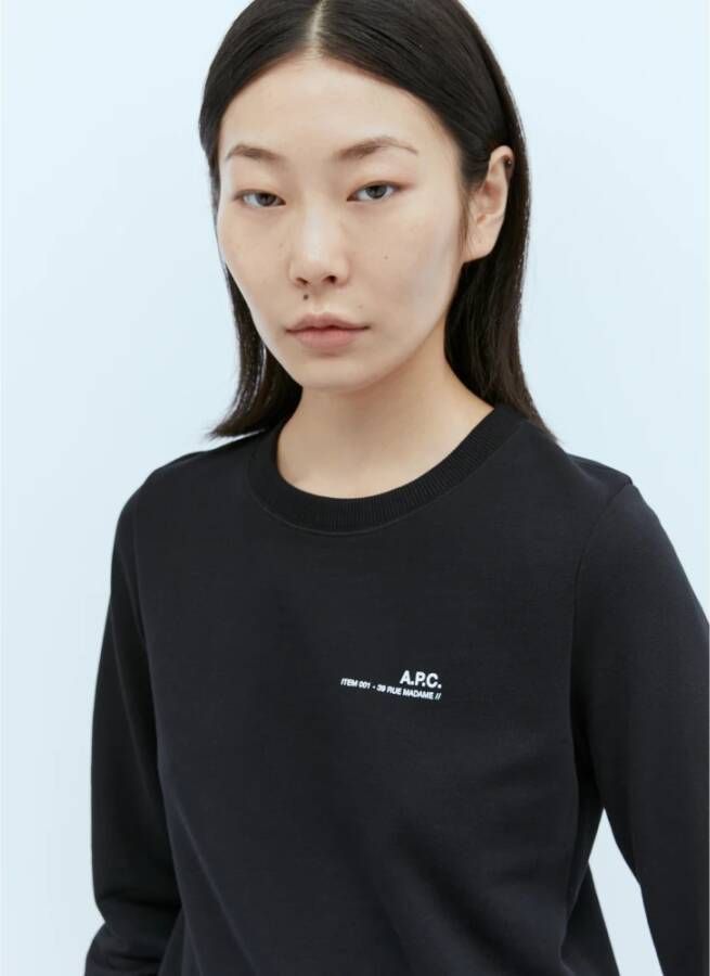 A.p.c. Katoenen Logo Print Sweatshirt Black Dames