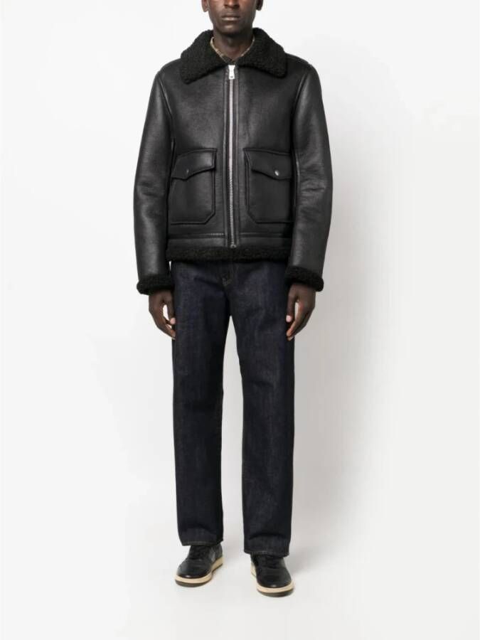 A.p.c. Leather Jackets Zwart Heren