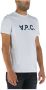 A.p.c. Witte Katoenen T-shirt met Marineblauw Logo Wit Crew Neck Logo Print T-shirt White Heren - Thumbnail 9