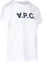 A.p.c. Witte Katoenen T-shirt met Marineblauw Logo Wit Crew Neck Logo Print T-shirt White Heren - Thumbnail 2