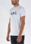 A.p.c. Witte Katoenen T-shirt met Marineblauw Logo Wit Crew Neck Logo Print T-shirt White Heren - Thumbnail 7