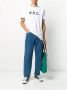A.p.c. Witte Katoenen T-shirt met Marineblauw Logo Wit Crew Neck Logo Print T-shirt White Heren - Thumbnail 5