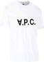 A.p.c. Witte Katoenen T-shirt met Marineblauw Logo Wit Crew Neck Logo Print T-shirt White Heren - Thumbnail 12
